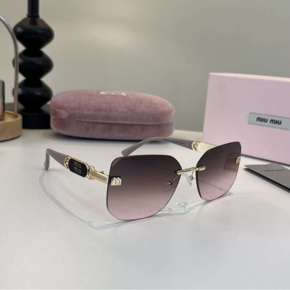 Miu Miu Iconic Pink Gradient Rimless Sunglasses | Luxury Designer main image 7